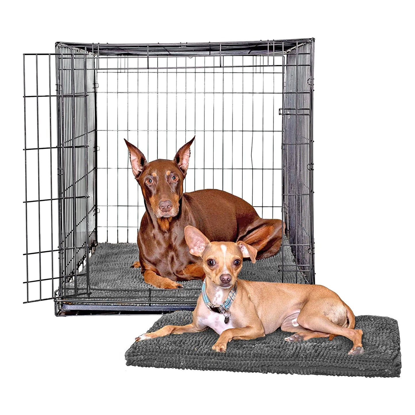 Soggy Doggy Ultra-Absorbent Crate Mat - Microfiber Chenille Dog Bed