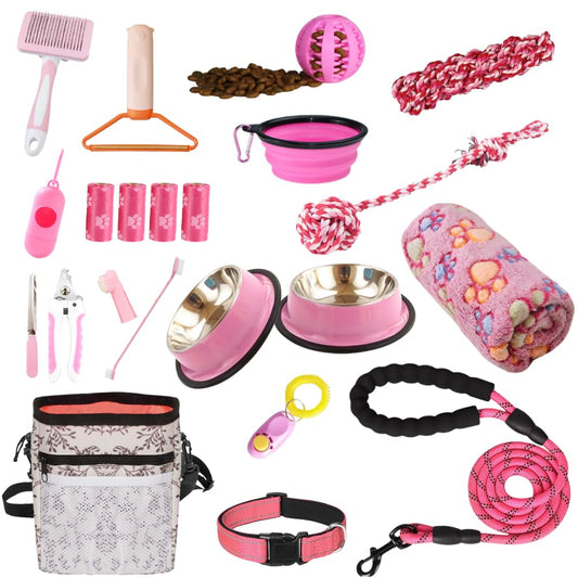 PupLuxe 22-Piece Ultimate Puppy Starter Kit – Pink Training & Essentials Bundle