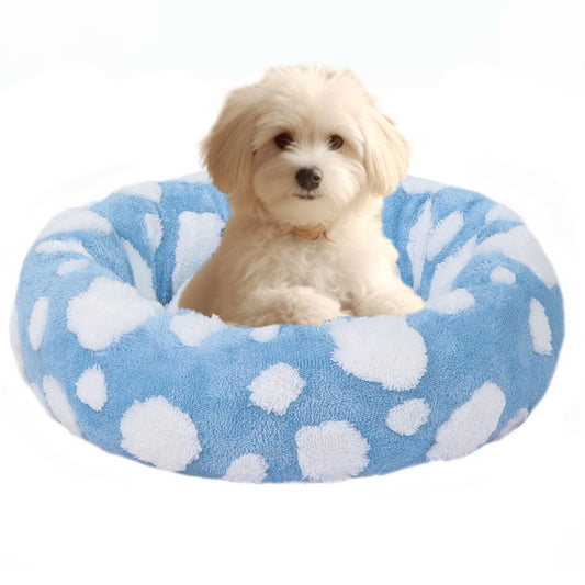 Calming Donut Dog Bed - Plush Anti-Anxiety Pet Bed with Raised Rim